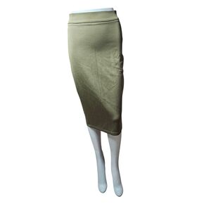 Hera Collection Midi Pencil Skirt Olive Army Green Hidden Zipper size Small